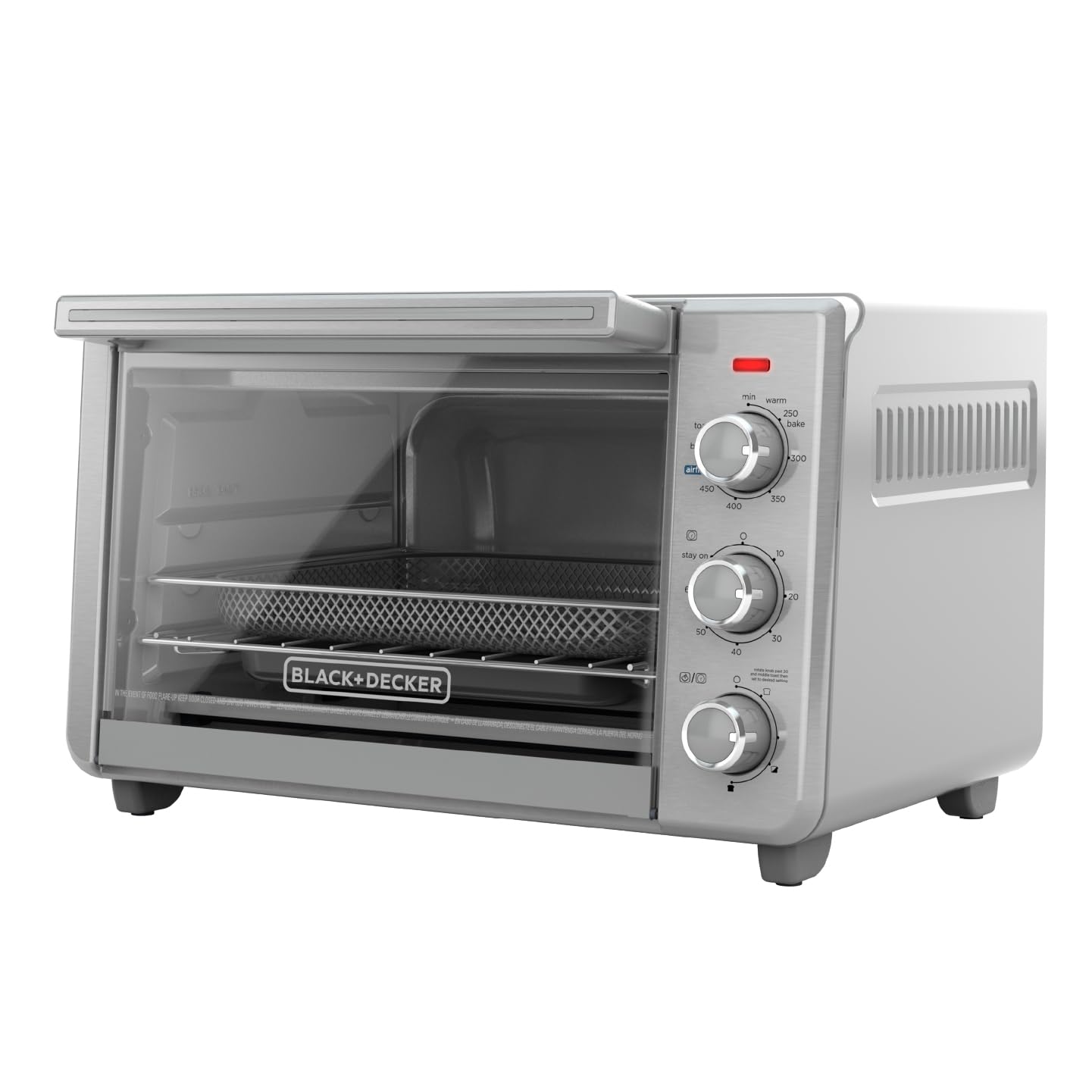 BLACK+DECKER Crisp 'N Bake Air Fryer Countertop Convection Toaster Oven, Large Capacity, 6-Slice, 5-in-1, Fits 12” Pizza