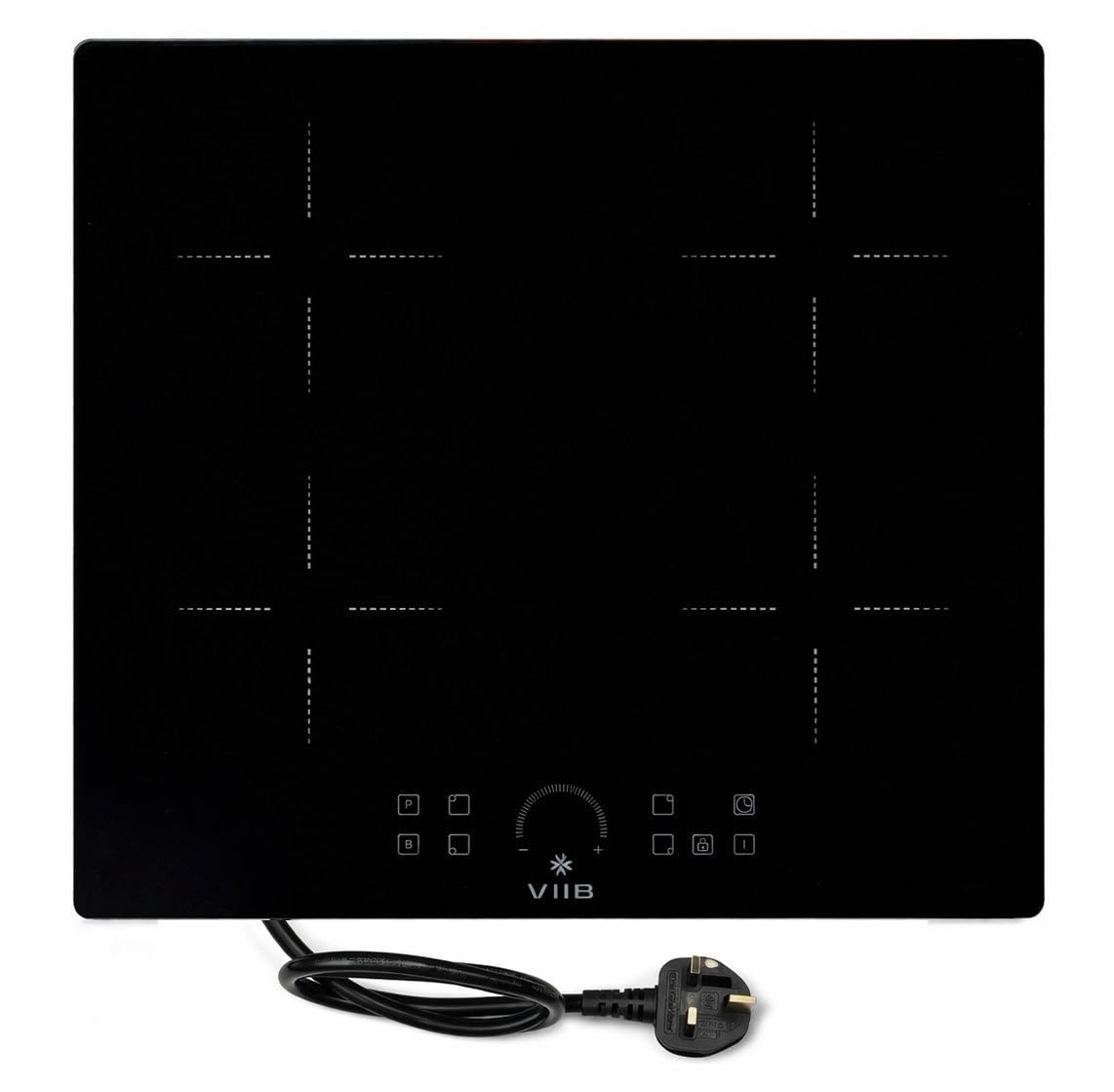 VIIB Induction Hob 60cm, 4 Zone Electric Cooktop, 2800W Built-In Hob with Plug, Touch Control, Booster Function, Child L