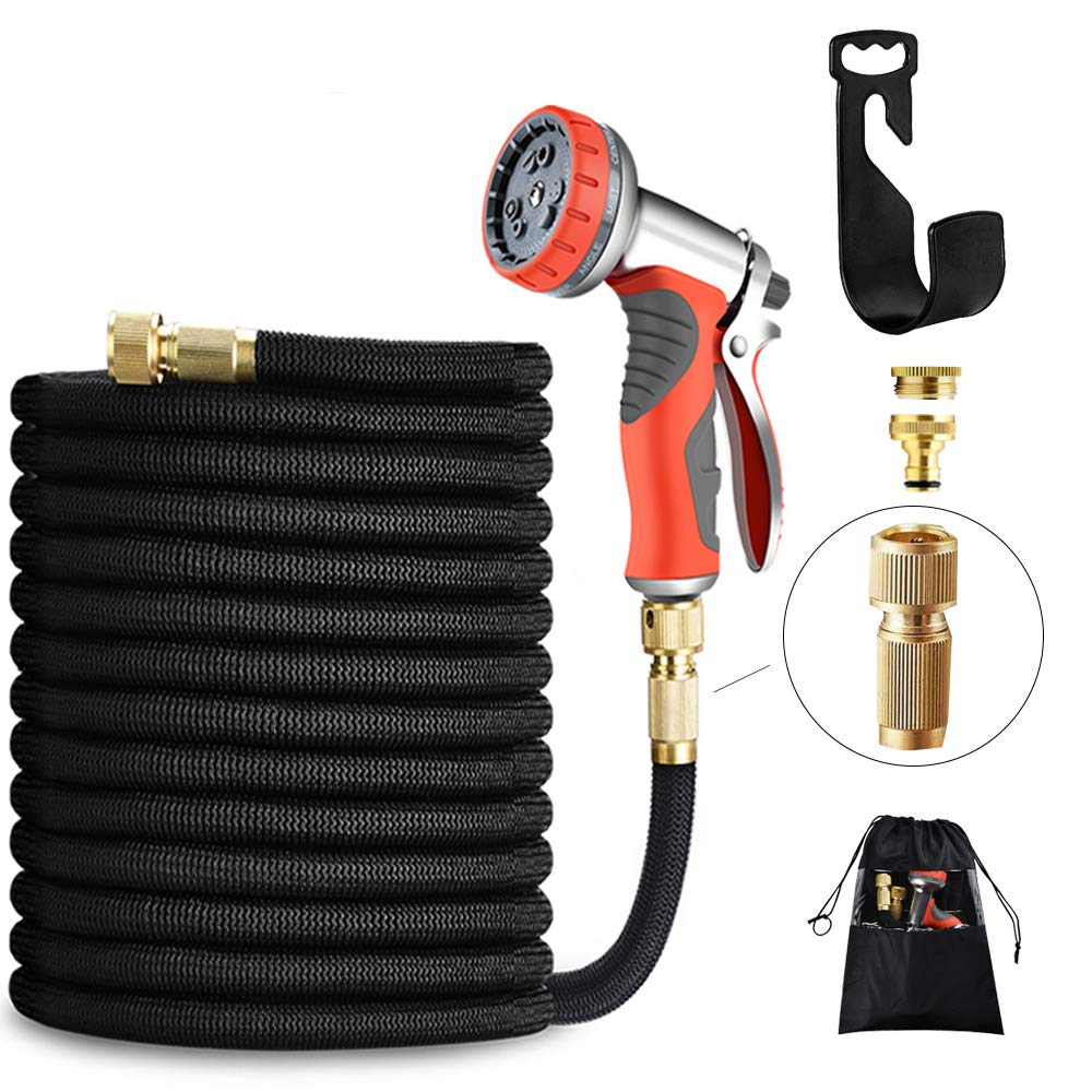 LUFENG Upgraded Expandable Hose 150FT 45M Garden Hose with Double Latex Core Hose Pipe Solid Brass F
