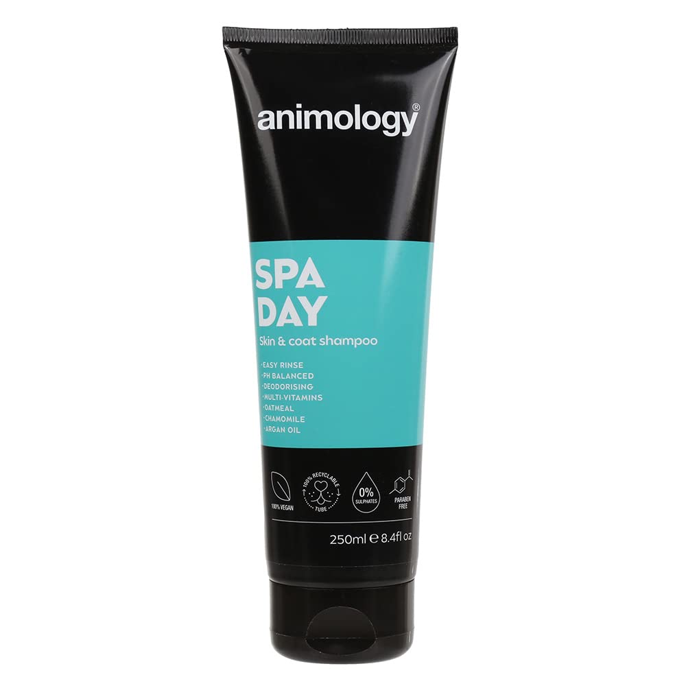 Animology Spa Day Dog Shampoo 250ml | Easy Rince |PH Balanced | Deodorising | Multi Vitamins Oatmeal, Chamomile & Argan