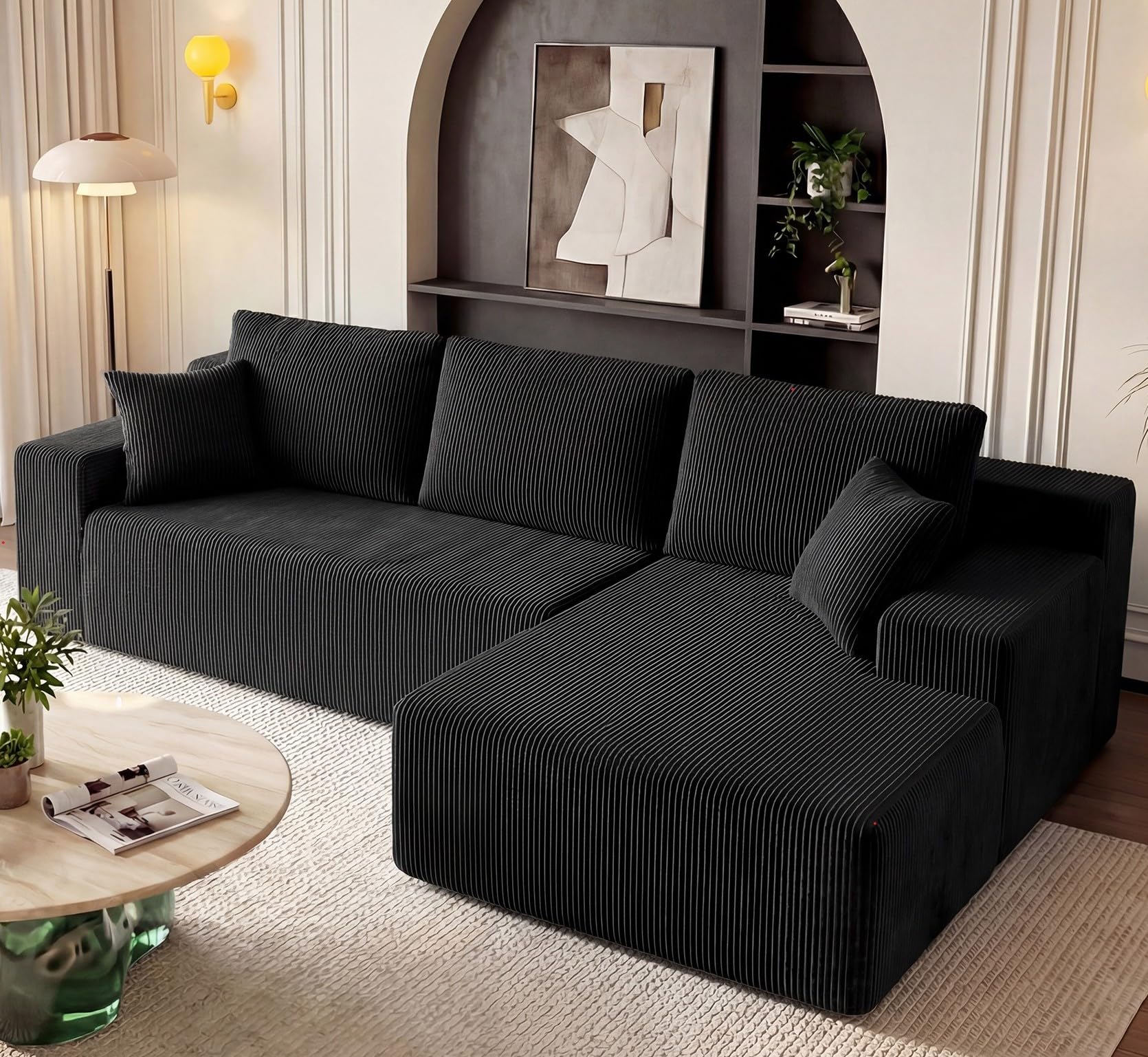 GRUSIGN Cloud Sectional Boneless Couches for Living Room, Modular L Shaped Couch with Deep Seat Oversized Right Facing C