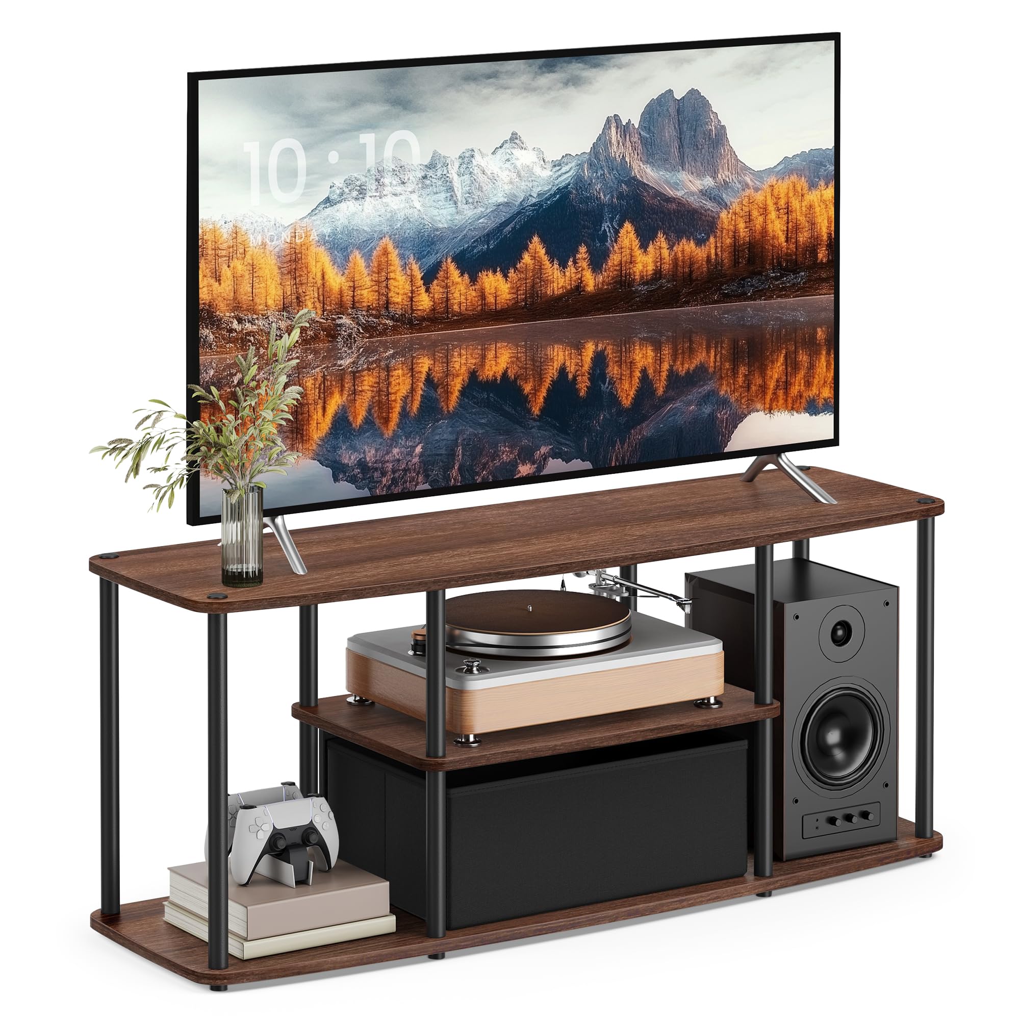 SONGMICS HOME Superfast Toolless Assembly, TV Stand for TVs up to 50 Inches, TV Cabinet Table Unit, Living Room, 110 x 3