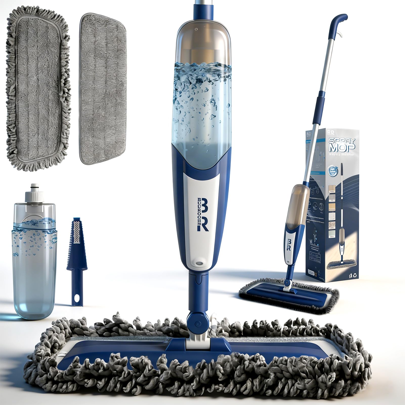 Floor Cleaning Spray Mop with 360° Rotation - Multi Surface Floor Cleaner for Wet/Dry Moping, Lightweight Grip for Kitch