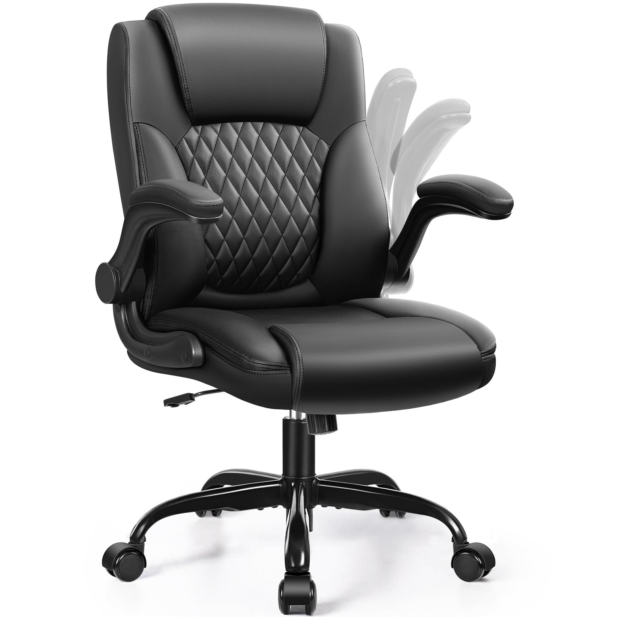 Leather Office Chair, PU Home Computer Desk Chairs with Ergonomic Back Support, 360°Swivel Free，Small Gmaing Chair with 