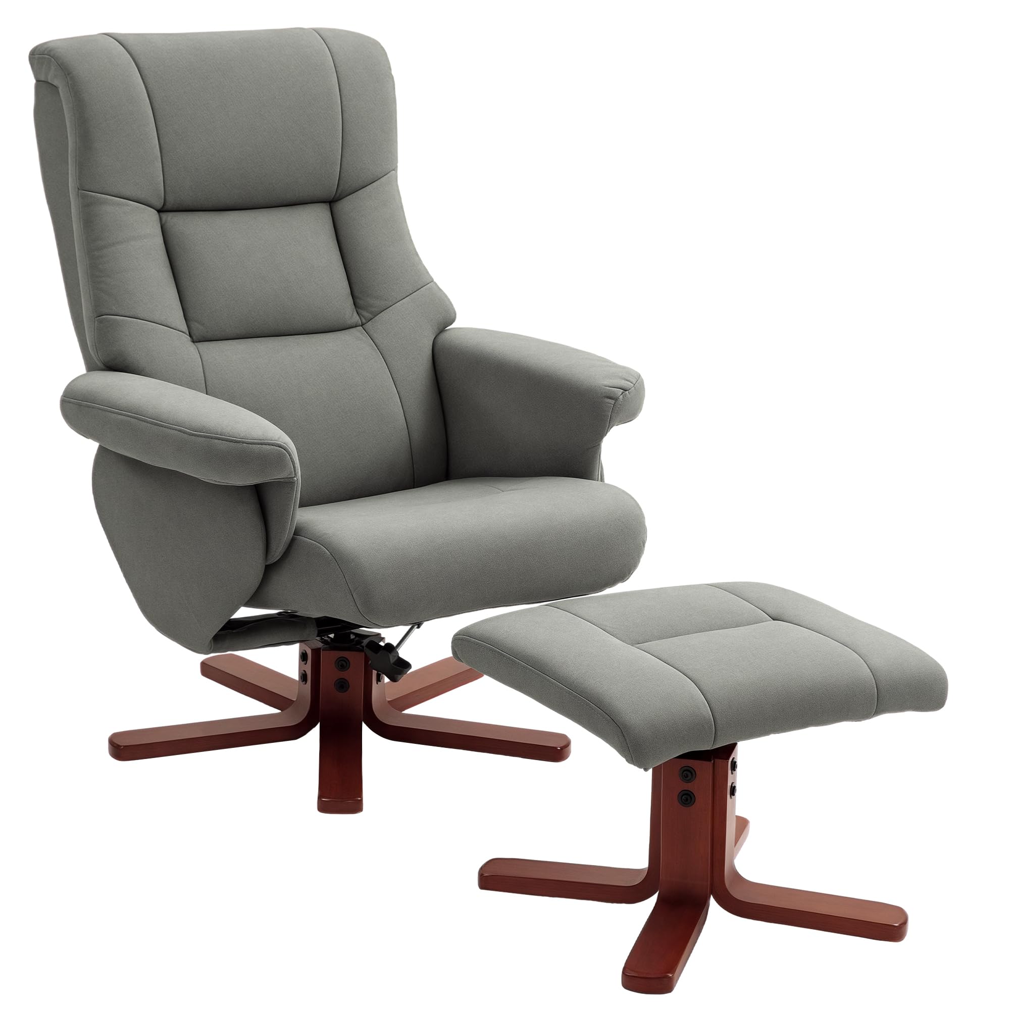 HOMCOM Recliner Chair with Footstool, Upholstered Armchair with Adjustable Backrest, Leisure Lounge Chair for Living Roo