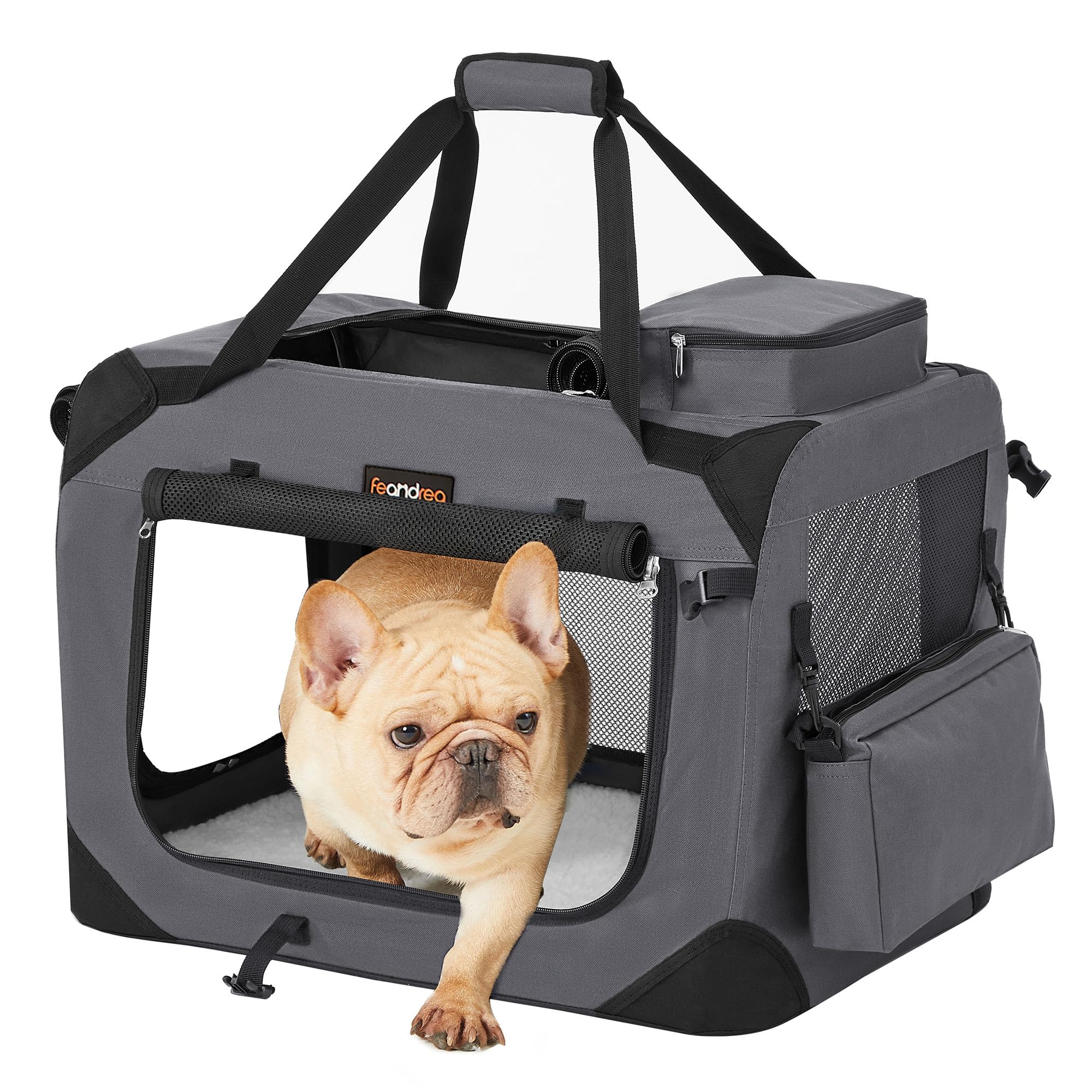 Feandrea Foldable Pet Carrier Bag, Portable Dog Travel Crate, Soft Sided Dog Cat Pet Travel Carrier Large Dog Crate for