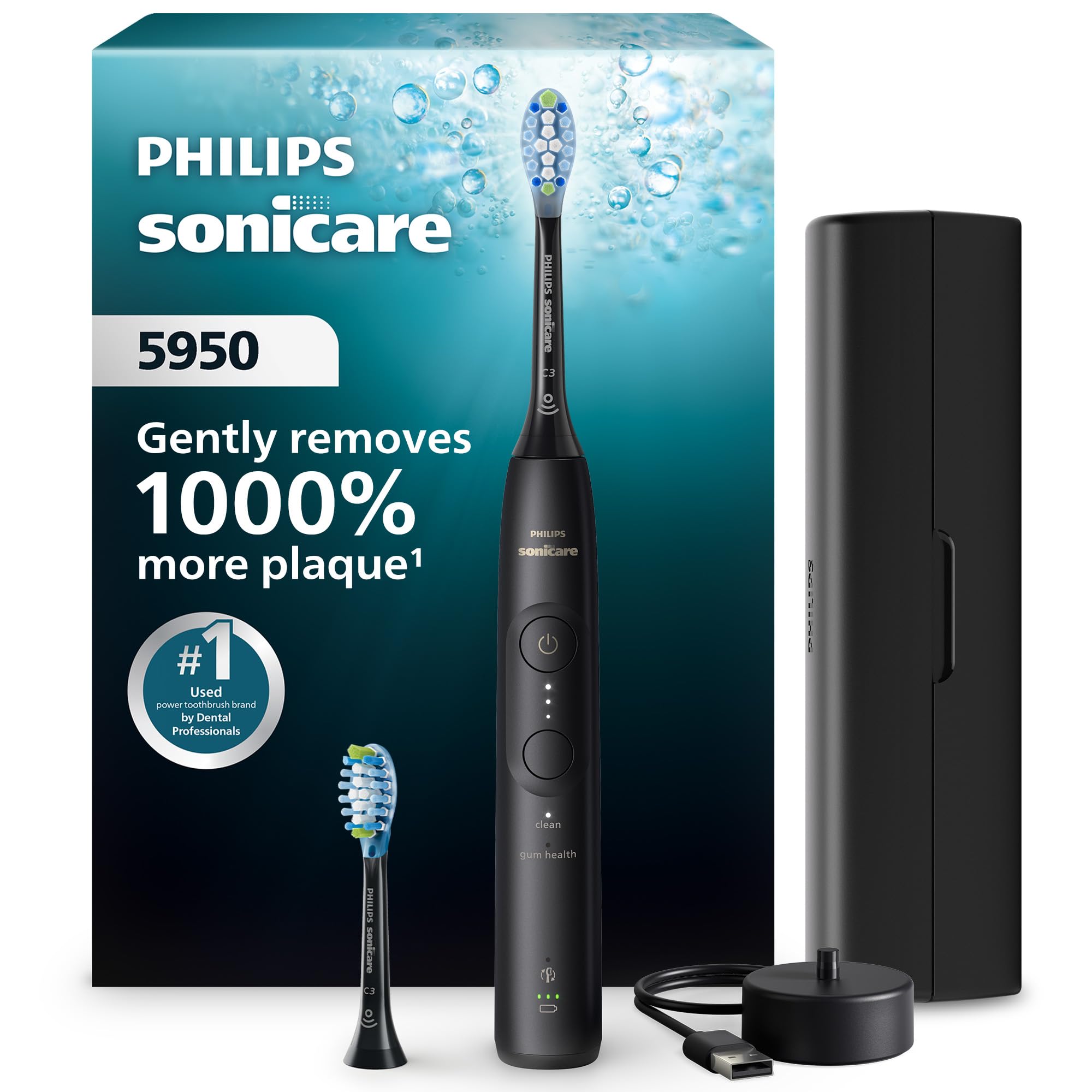Philips Sonicare 5950 Series Electric Toothbrush, with Pressure Sensor, for Sensitive Gums, 6 Brushing Settings, SmarTim