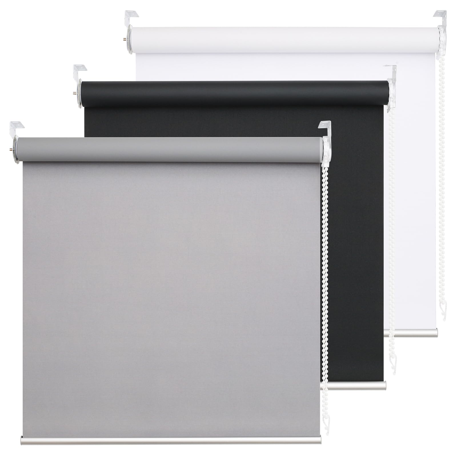 100% Blackout Roller Blind, UV Blocking Thermal Insulated Fabric, Child Safe, Easy to Install and Use, Fit Bathroom Kitc