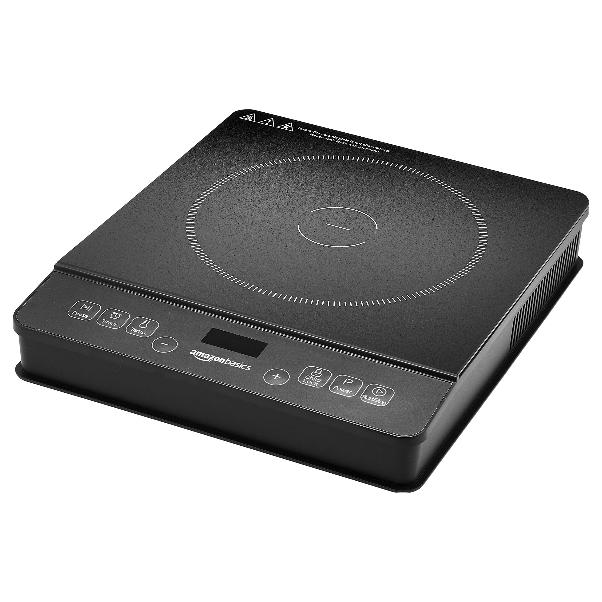 Amazon Basics 1800W Portable Electric Induction Cooktop, Burner and Child Lock, Overheat Protection,