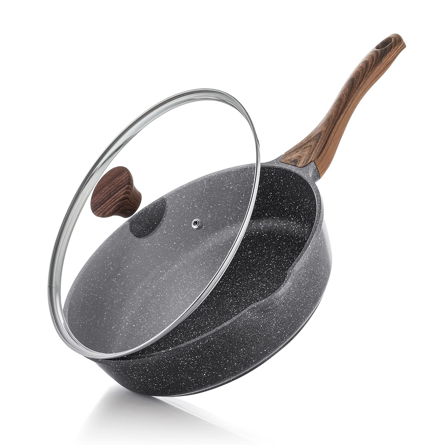 SENSARTE Nonstick Skillet, Deep Frying Pan 26 cm/4 Litre Saute Pan with Lid, Stay-Cool Handle, Healthy Stone Cookware Co