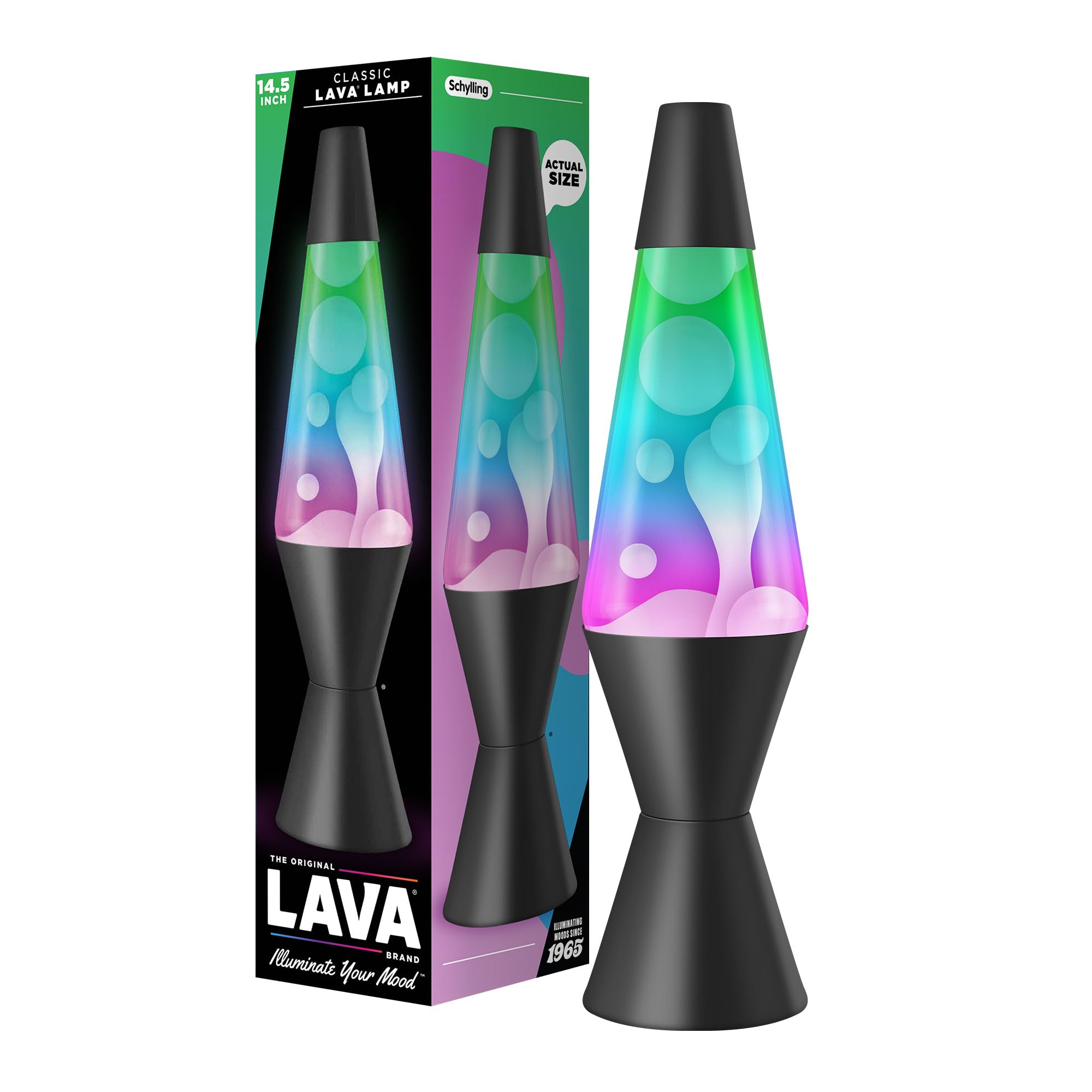 The Original Lava® Lamp - 14.5" Gunmetal Grey - Classic Liquid Motion Lamp - Tri-Colored Green/Blue/