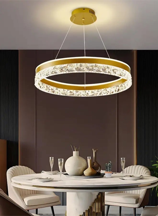 Modern LED Chandelier with Remote Dimming | Adjustable Acrylic Ring Design | Pendant Light for Kitchen, Dining & Living 