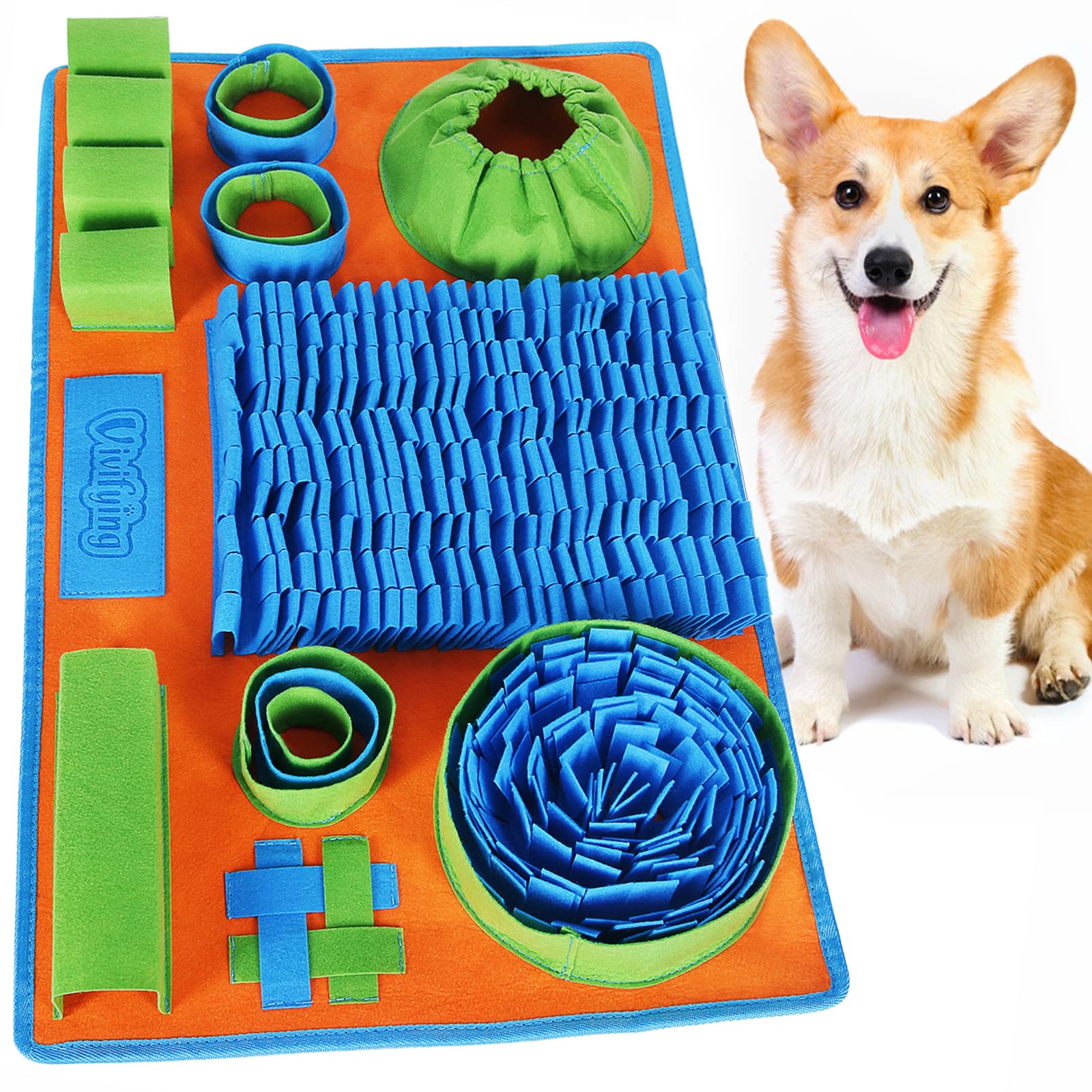 Vivifying Snuffle Mat for Dogs, 66cmx42cm Interactive Feeding Game for Boredom and Mental Stimulation, Dog Feeding Mat E