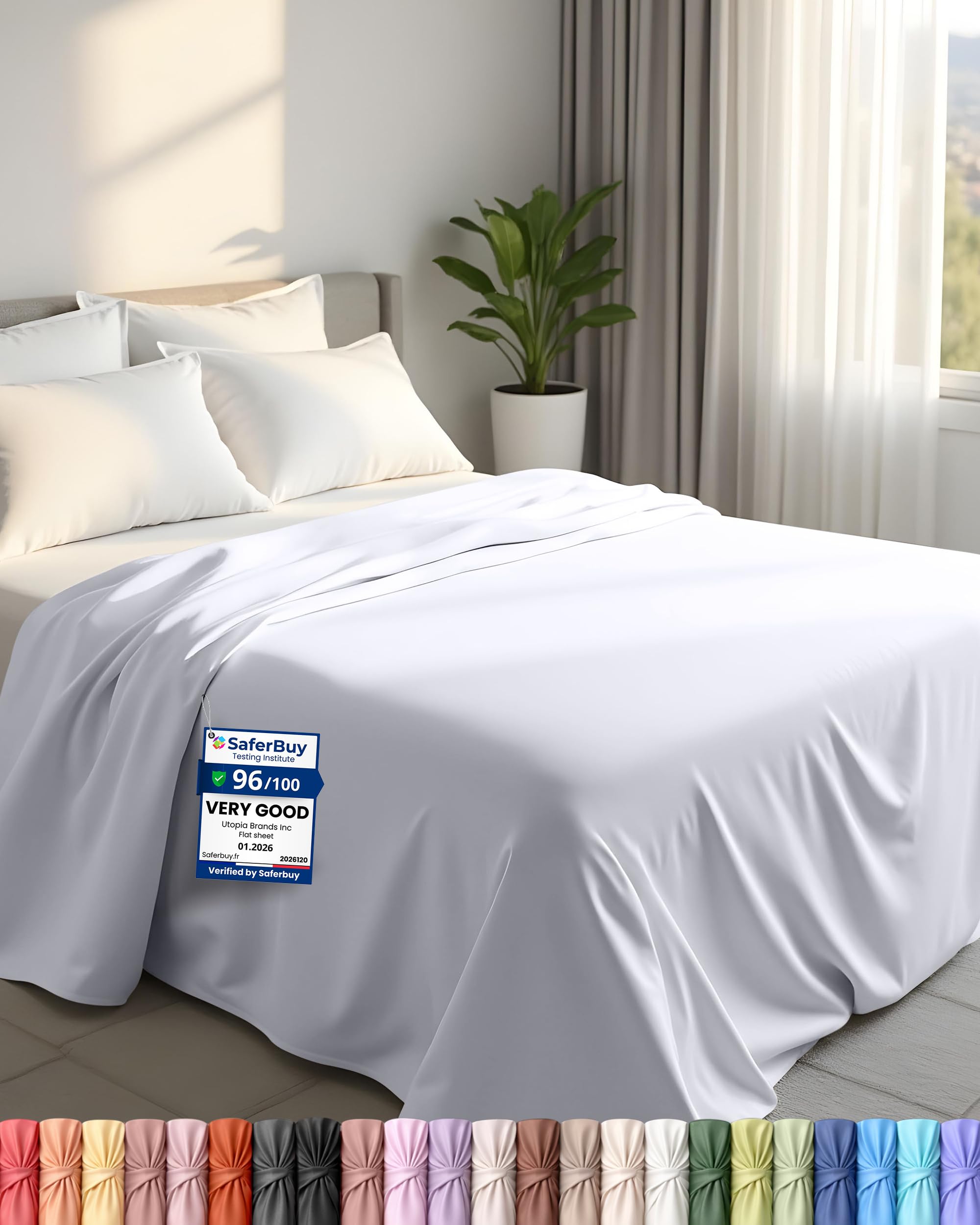 Utopia Bedding - Flat Sheet Single Size - OEKO-TEX Certified - Easy Care Soft Brushed Polyester - Microfiber Fabric - Wr
