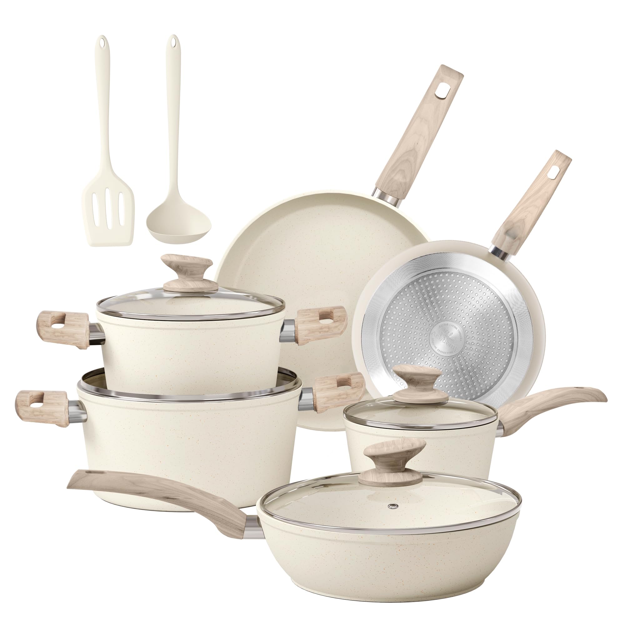 Kitchen Academy 12 Pieces Nonstick Pots and Pans Set, Induction Cooking Pan Set, Non Stick Saucepan 