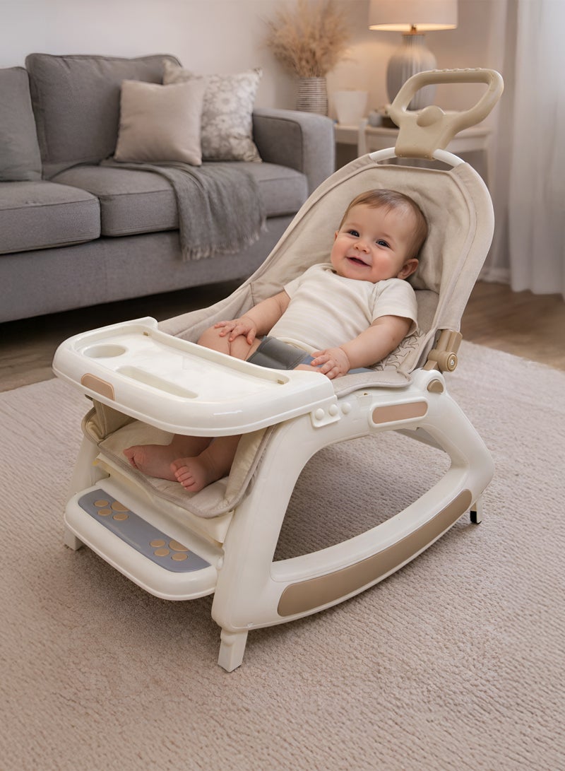 TOTOJOY 3-in-1 Multifunctional Baby Chair with 3-Level Adjustable Feeding Tray, Rocking & Fixed Mode, Non-Slip Base, Was