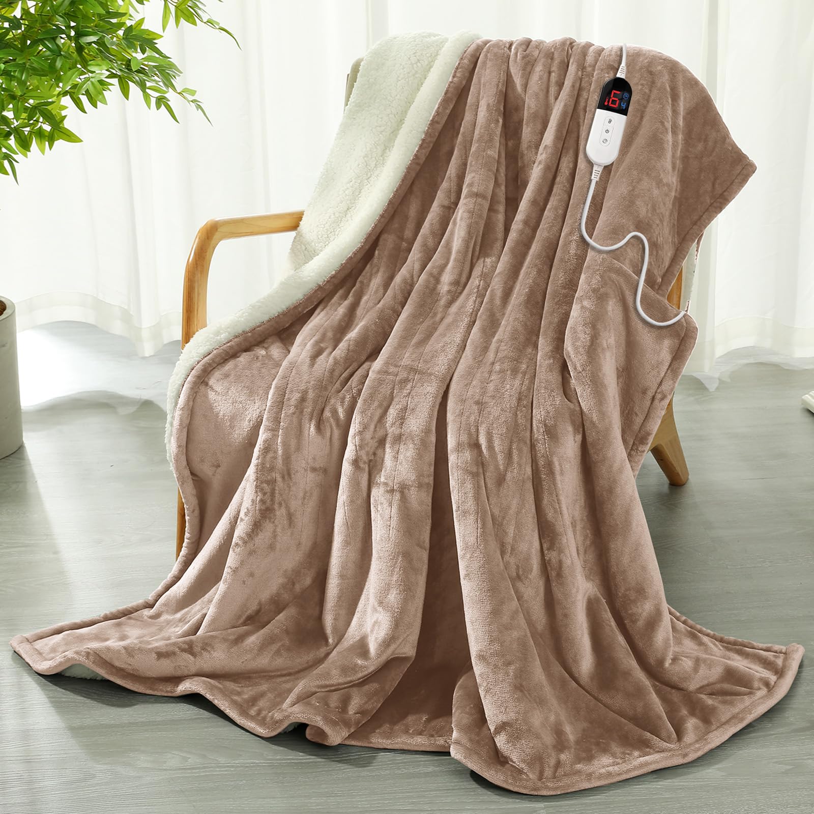 COZYTY Heated Blanket 130 x 180 cm – Flannel Electric Blanket 6 Heat Settings & 10-Hour Auto-Off Tim