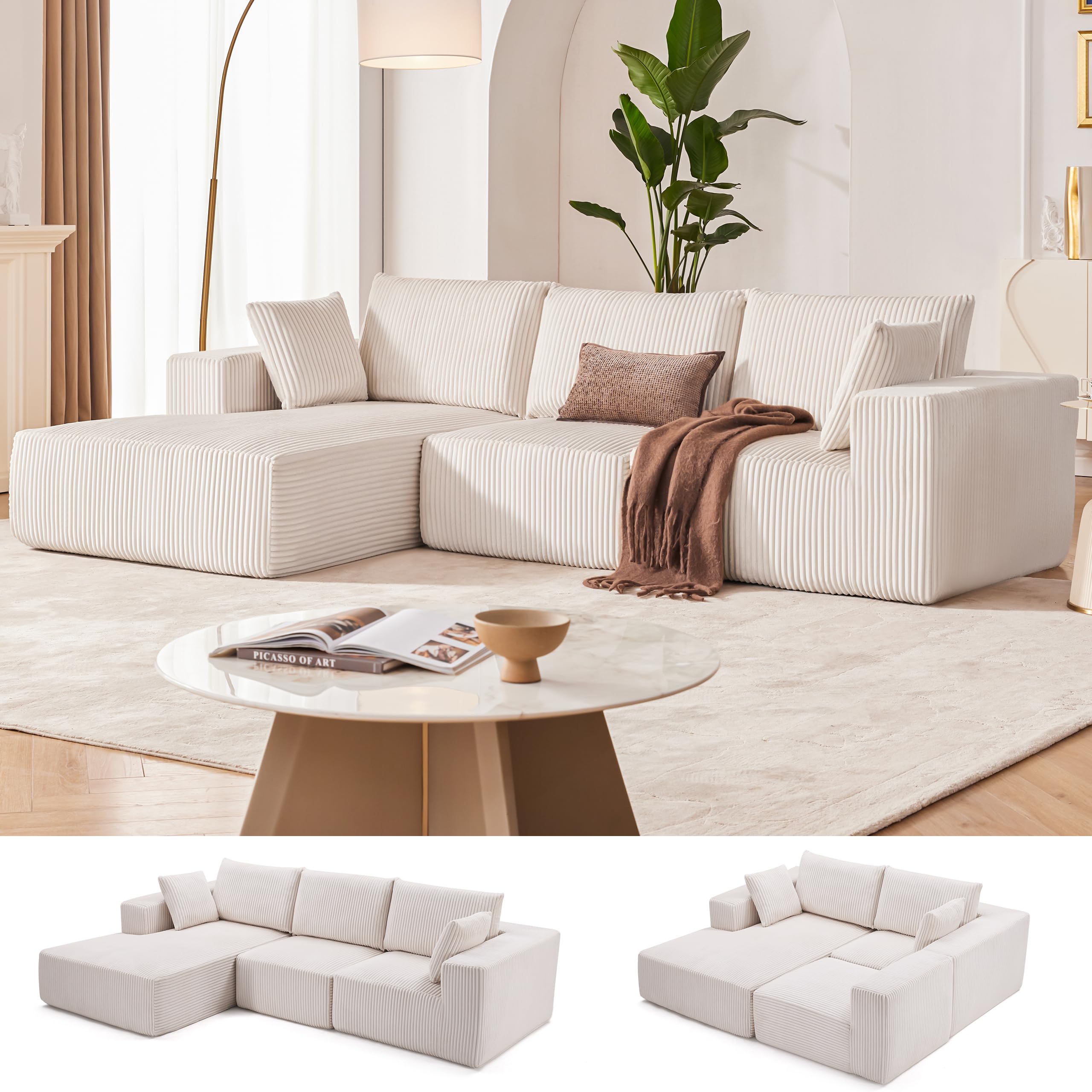 108” Modular Sectional Sofa, Cloud Sectional Couch with Deep Seat, Modern Modular L-Shape Sofa Couch with Chaise,Upholst